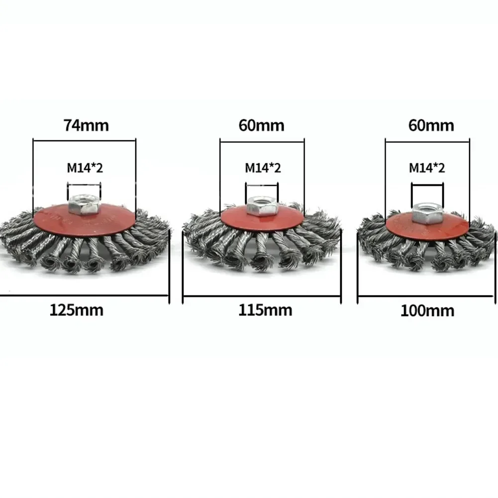 Imagem -06 - Escova de Roda de Fio de Aço Torcido Pintura Forte Remove nó Giratório Rebarbação 100 mm 115 mm 125 mm para Moedor de Ângulo de Metal