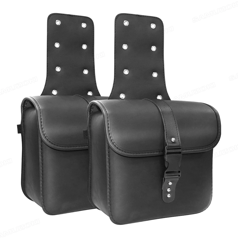 

2 Pack PU Leather Motorcycle Saddle Bags Saddlebags for Honda Shadow Suzuki Boulevard Sportster - Durable Storage Solution