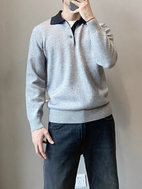 

Повседневная мужская трикотажная рубашка с длинным рукавом, цветными блоками и дизайном в стиле колор-блок, удобный базовый топ из полиэфирного волокна для молодежи