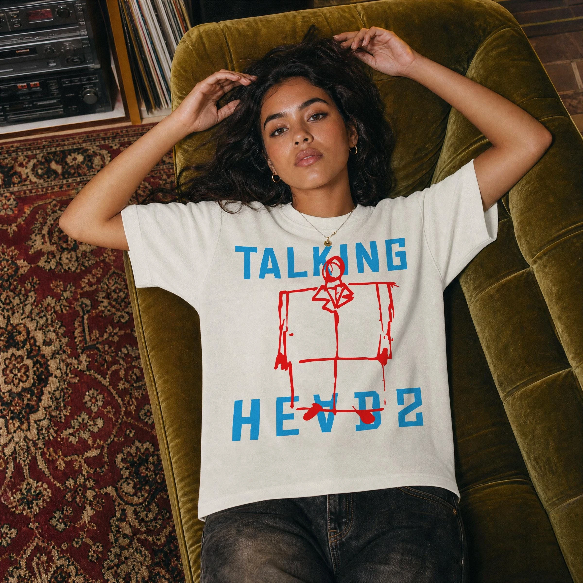 David Byrne Anzug-T-Shirt, Retro 80er-Jahre Musikband-Grafik-T-Shirt für Talking Heads – Detail 2