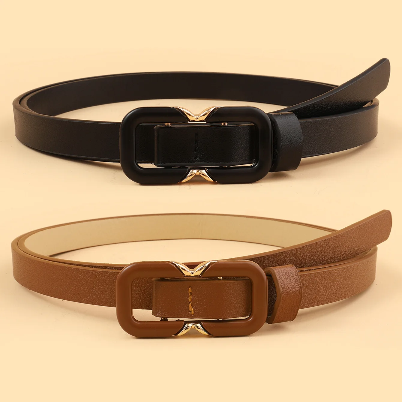 

Новый простой и универсальный женский тонкий ремень с гладкой пряжкой, лаковый ремень с текстурой, женский джинсовый ремень для женщин