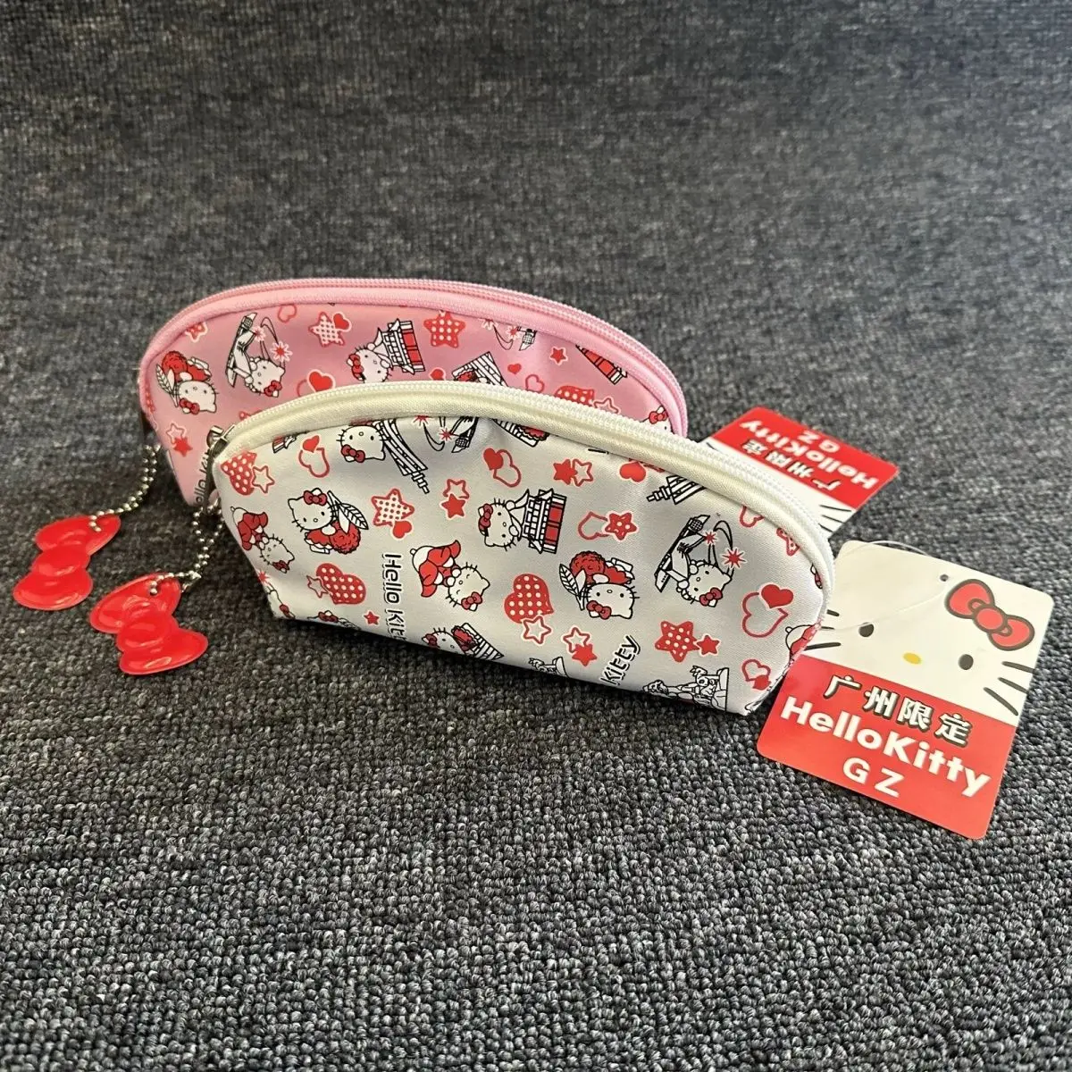 Hello Kitty White Pink Full Print Pencil Bag Portable Storage Makeup Bag Cartoon Zipper Sundry Items Bag Birthday Gift Friends