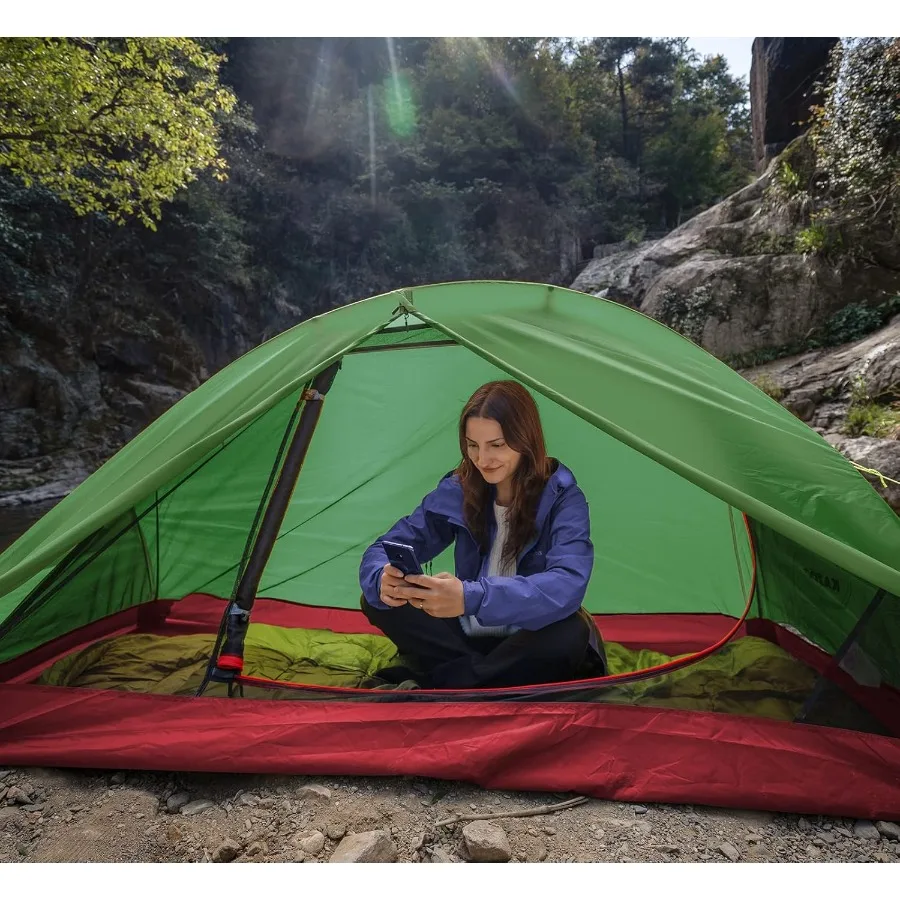 خيمة ظهر خفيفة الوزن مقاومة للماء لشخصين مع إطار من الألومنيوم للمشي لمسافات طويلة والتخييم معرف تصميم خفيف الوزن بطبقة مزدوجة #6