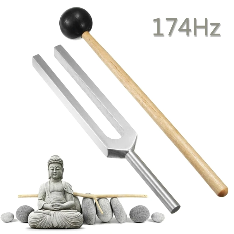 

174Hz Aluminum Alloy Silver Tuning Fork Chakra Hammer Ball Diagnostic Tool For Sound Healing Therapy Health Care Healing