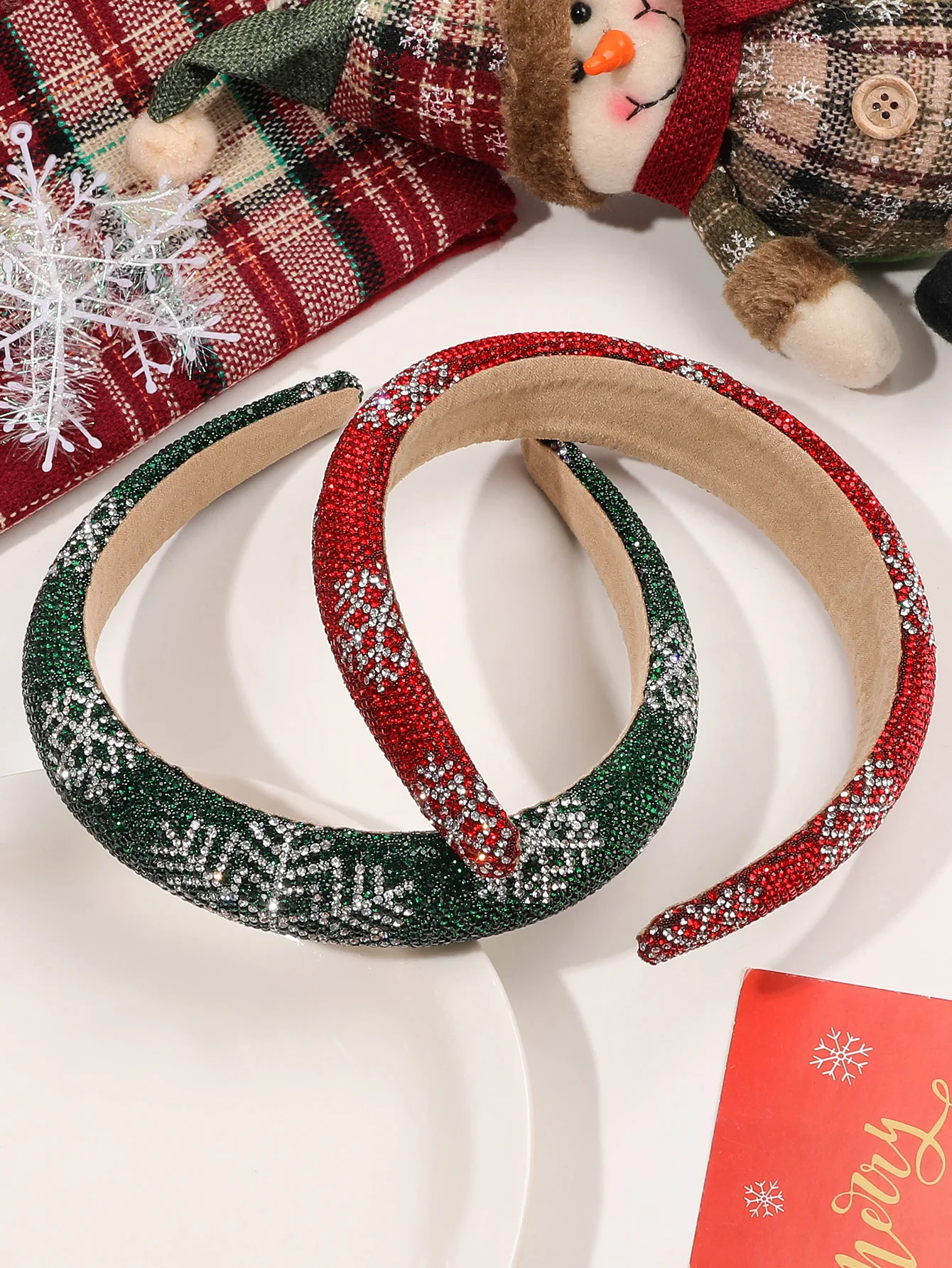 Christmas Headbands for Women Pearl Snowflake Headband Crystal Wide Headband Xmas Holiday Hair Accessories Gifts