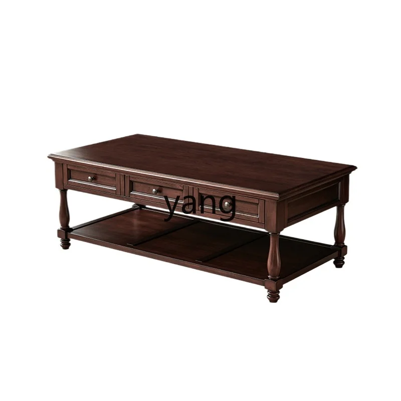 Yjq Tea Table All Solid Wood Retro Style Living Room Home Log Furniture