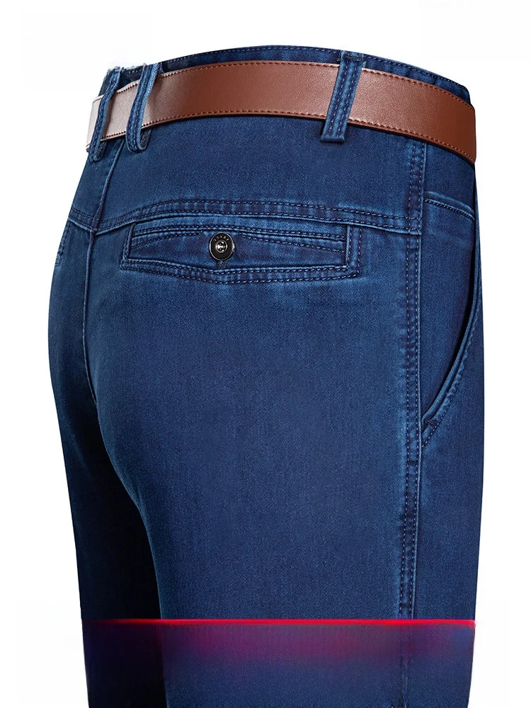 Hengyuanxiang Men's Jeans mid Waist Loose Straight Leg Cotton Blend Washed Denim Long Trousers Autumn Winter New Style Dad Cl...