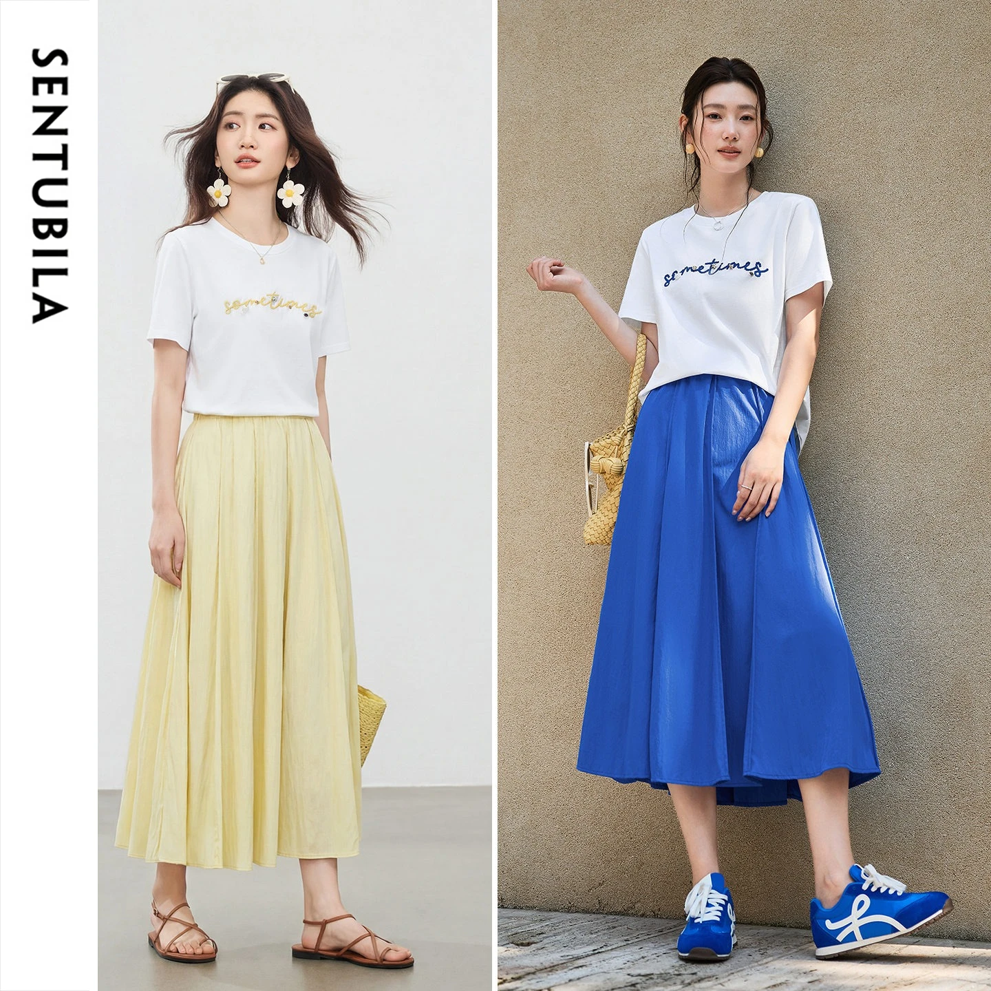 Embroidery Cotton Shirt - SENTUBILA Damski letni zestaw 2026, 100%