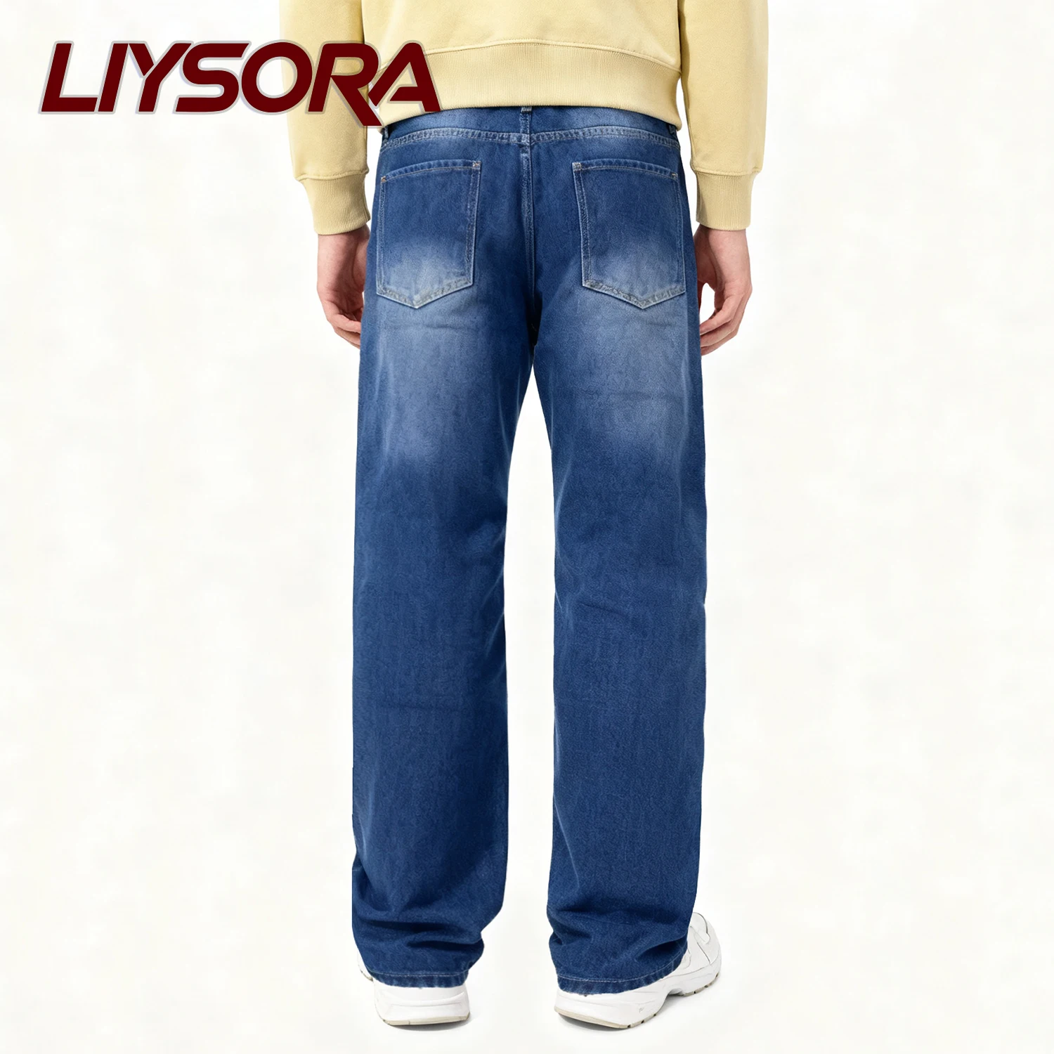 جديد الرجال الأمريكية الخريف فضفاضة المناسب مستقيم الساق الجينز شارع العليا لصق الدنيم السراويل الشتاء المرقعة الجينز الهيب هوب بانت #4