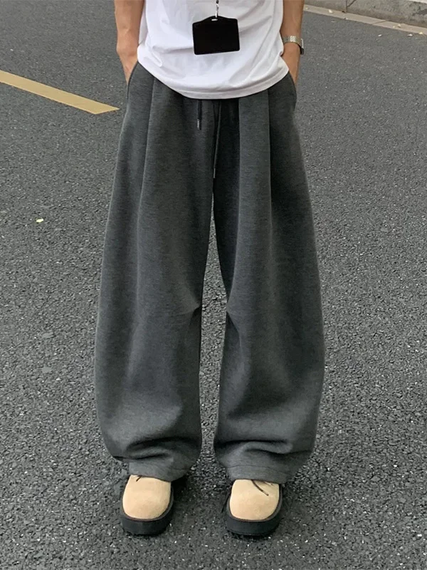 

Американские мужские брюки свободного кроя с широкими штанинами, прямые, с эффектом драпировки, осенние, повседневные, длинные