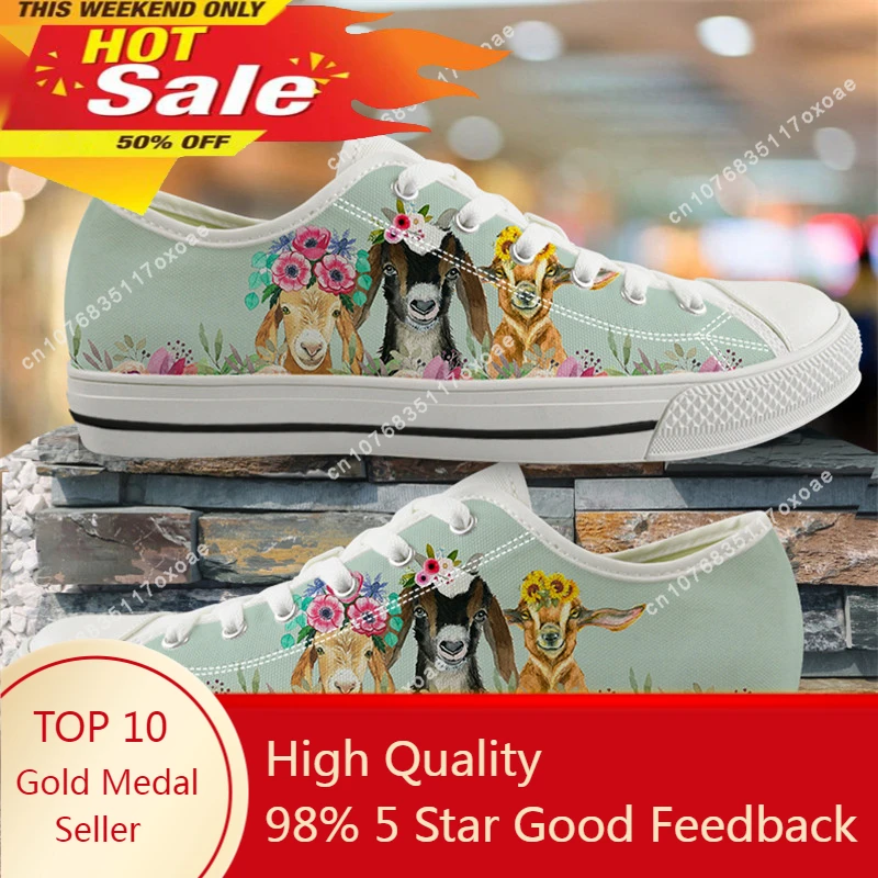 

New Fashion Youth Women Light Canvas Flats Baby Goat Printed Vulcanized Shoes Low Top Casual Sneakers for Adult Zapatos