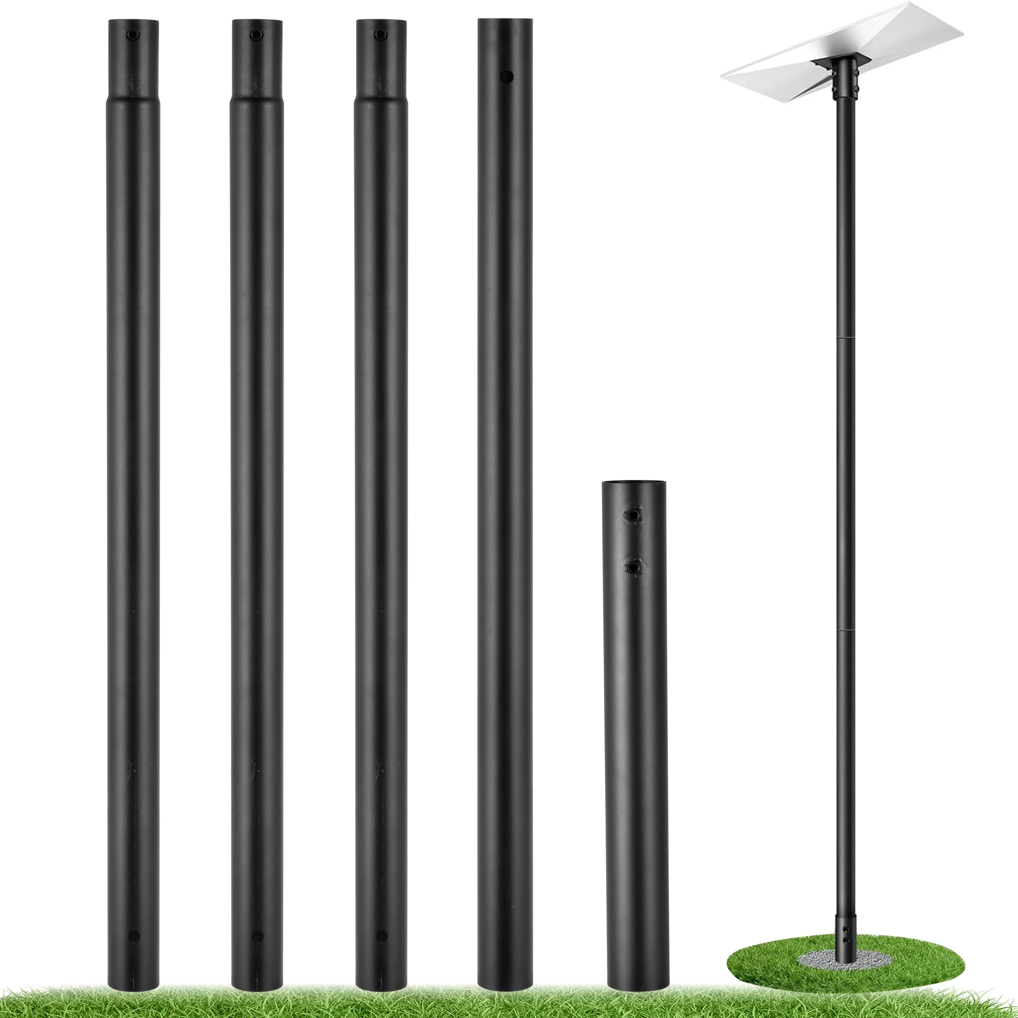 Heavy Duty Galvanized Steel Starlink Mounting Pole 12FT with Bottom Fixed Bracket, 1.9