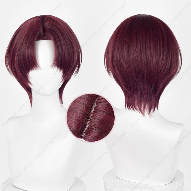 

Anime Hayato Suo Cosplay Wig 32cm Dark Brown Mixed Red Wigs Short Heat Resistant Synthetic Hair