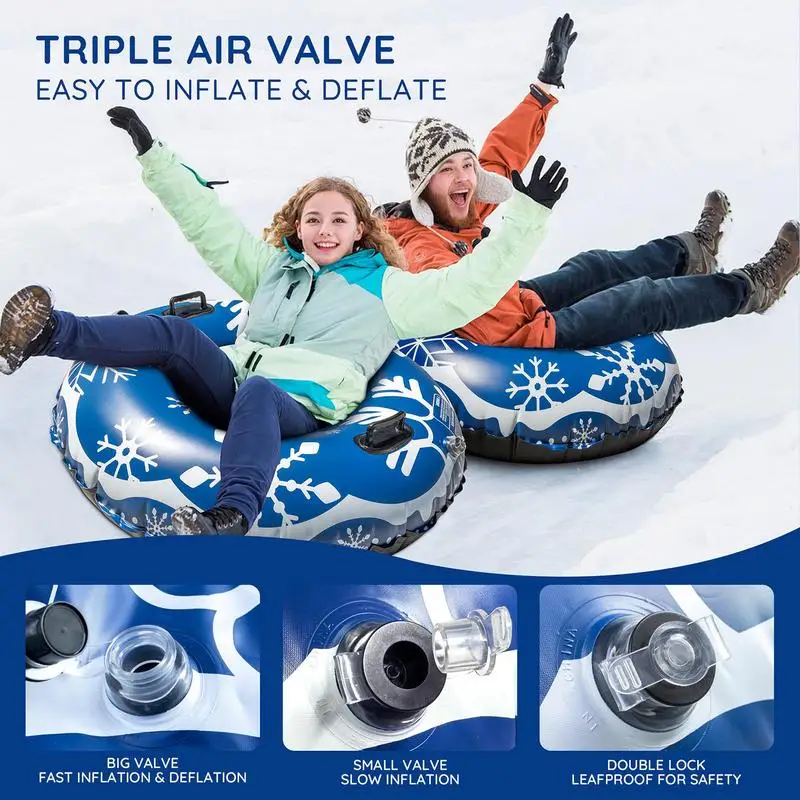 Snow Tubes For Sledding 47 Inches Inflatable Snow Sledding Tube Heavy-Duty Adult Snow Sleds Cold-Resistant Outdoor Snow Sled