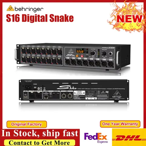 Behringer S16 16 Channel Digital Snake with Remote-controllable Midas Designed Mic Pres and AES50 Network ;Port.