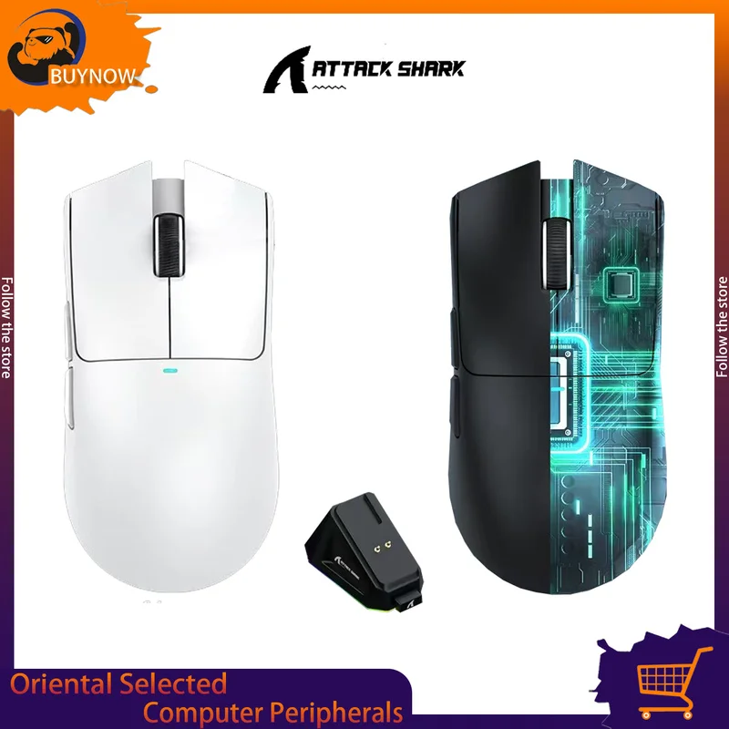 Attack Shark X11 Mouse Lightweight 22000dpi Paw3311 Wireless Bluetooth Triple Mode Gaming Mouse With Charging Rgb Stand