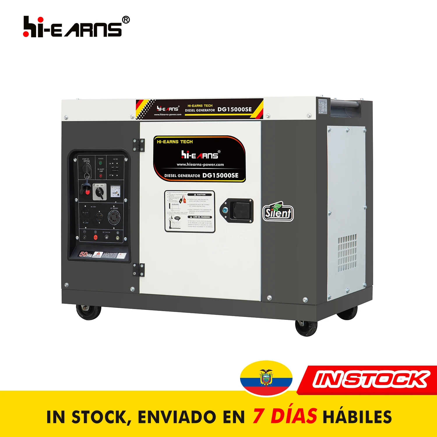 

hiearns 8KW 10KVA die·sel generator 110/220V 240v 60hz silent portable with wheels home use