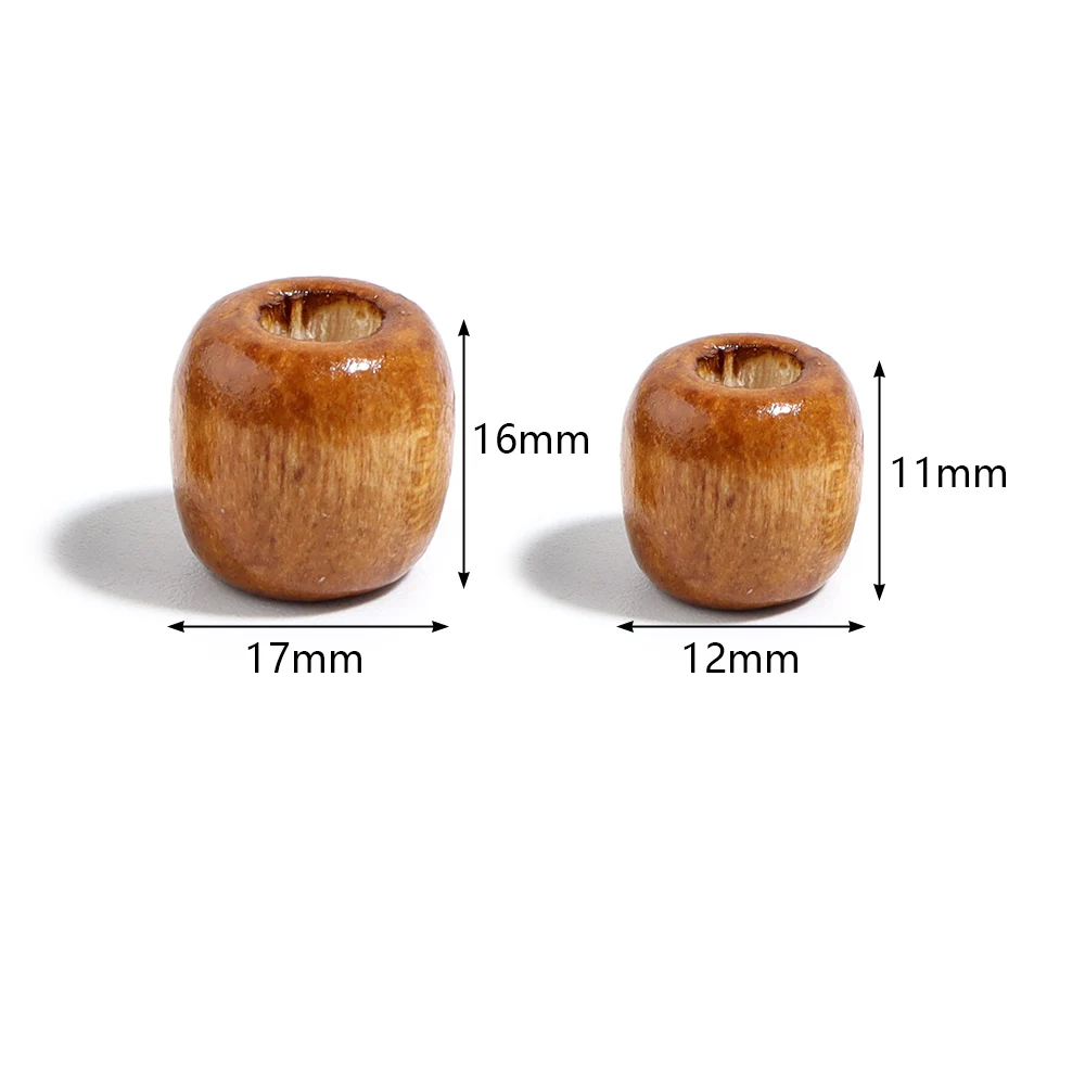 50-100pcs 11x12/16x17mm Maple Wood Beads Barrel Shape Big Hole Spacer Beads for Jewelry Making DIY Bracelet Necklace Accessories