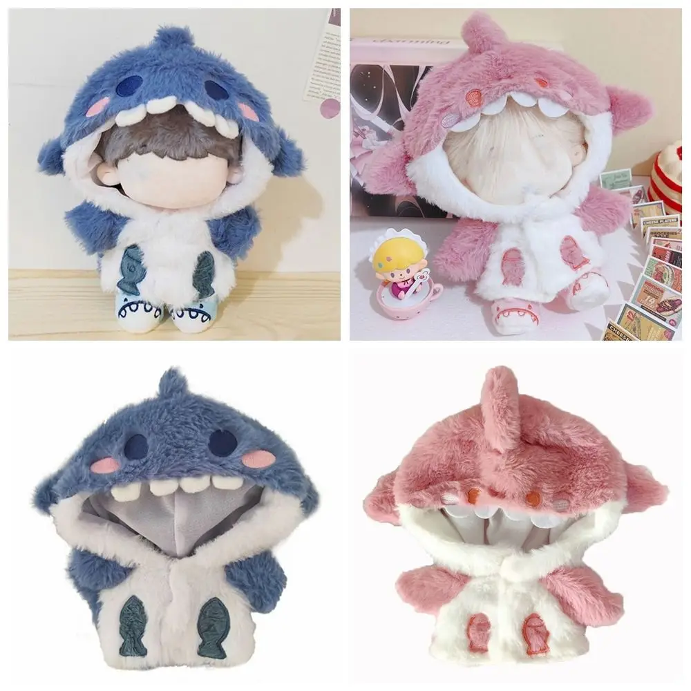 

Pink Blue Doll Clothes for 20cm Doll Accessories Cartoon Shark Coat Replacement Outfit Miniature Plush Hoodies