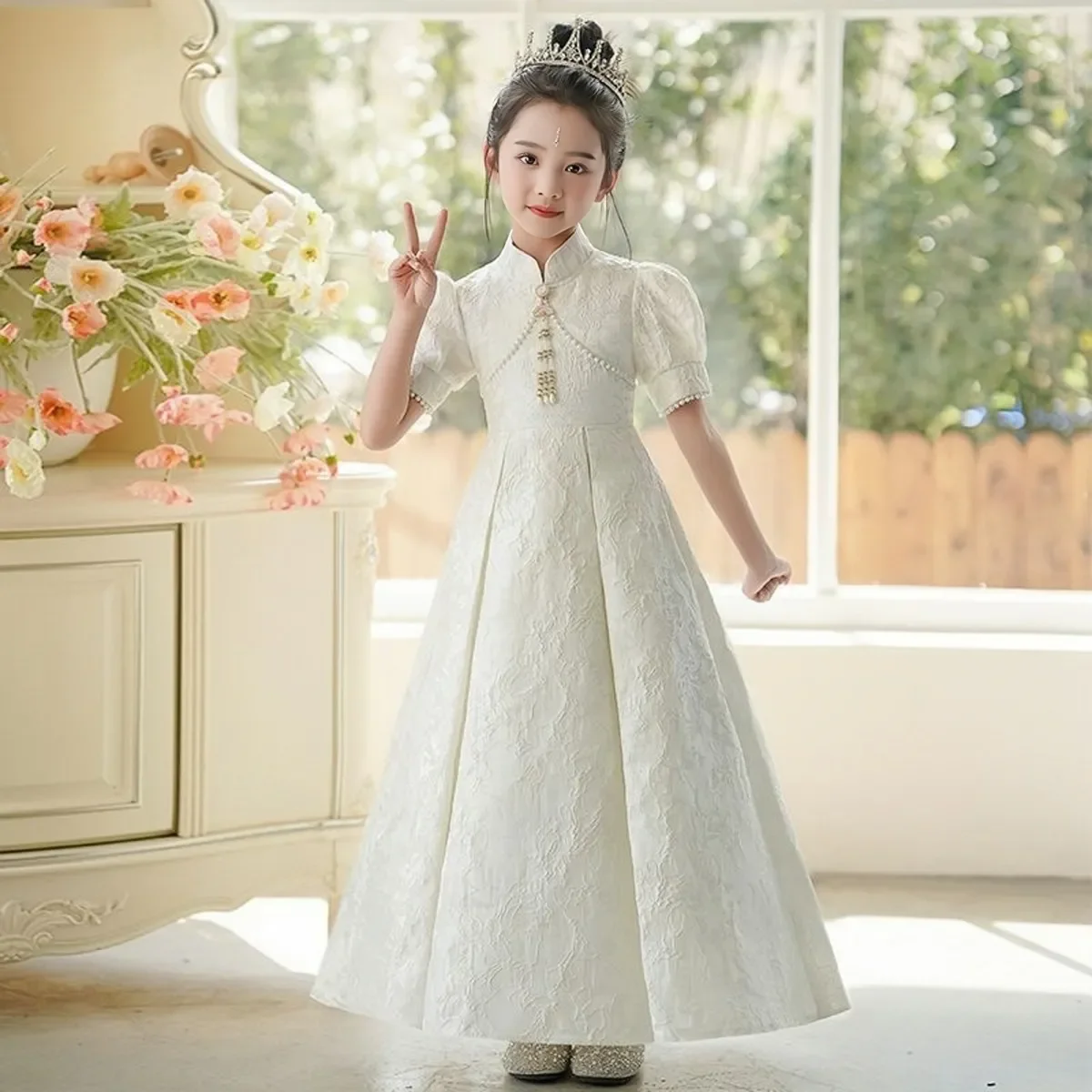 

Высококачественное китайское свадебное платье принцессы для девочек-цветочниц на день рождения, детское выступление на фортепиано для маленьких девочек, весна-лето, новинка