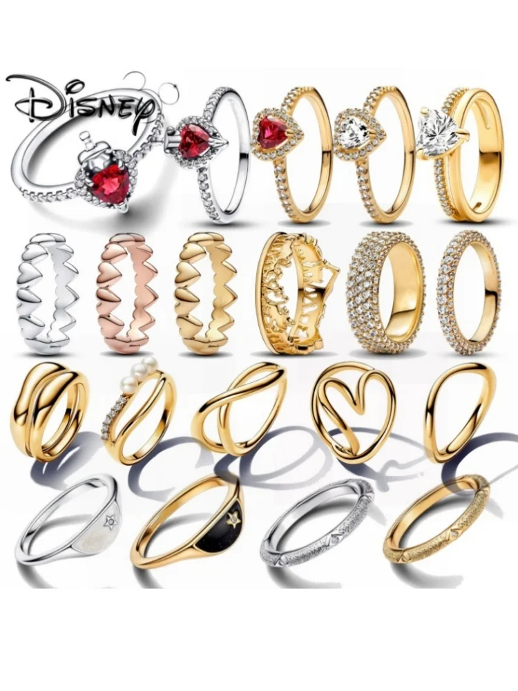 Disney-Timeless Pavé anel triplo, vilão, rainha má, fileira de corações, presentes de aniversário