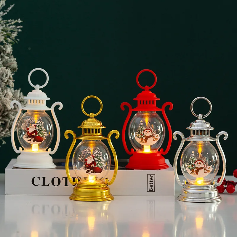 Kerst hangende LED-lantaarn met handvat Elektrische kerstman Vrolijk kerstfeest Vlamloze lantaarn voor thuis Feestelijke decoratie