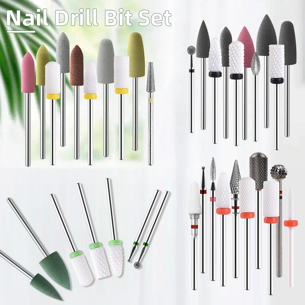 21Pcs Electric Manicure Grinding Head Tool Ceramics Nail Art Manicure Drill Bits For Acrylic Gel Nails Cuticle Manicure Pedicure