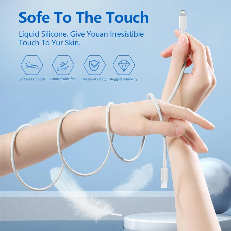 كابل لايتنينج كابل شحن سريع لهاتف آيفون 14 13 12 11 Pro Max XS Max 7 8 Plus SE والمزيد سلك شاحن معتمد من MFI