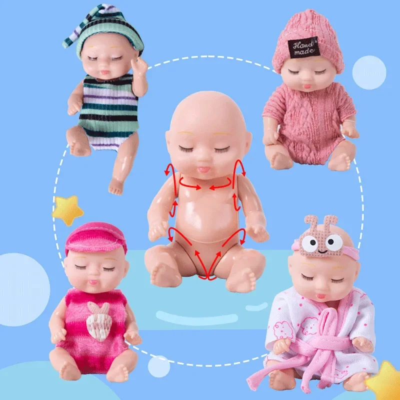 6 pezzi per bambini accessori per bambole rinate giocattoli di simulazione di regolazione mini bambole per bambini che dormono bambole di cartone animato per ragazze dei ragazzi