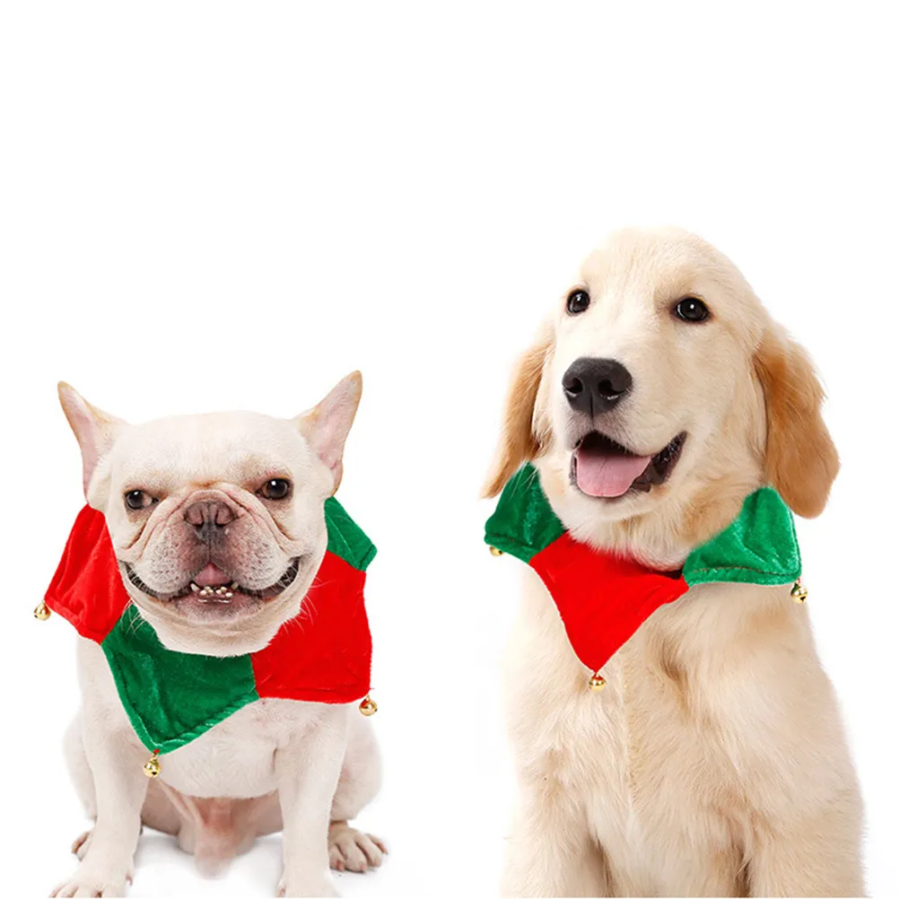 1Pcs Premium Pet Scarf Christmas Bell Triangle Neckwear for Cats Dogs Comfortable Easy on Off Visible Party Photo Prop All