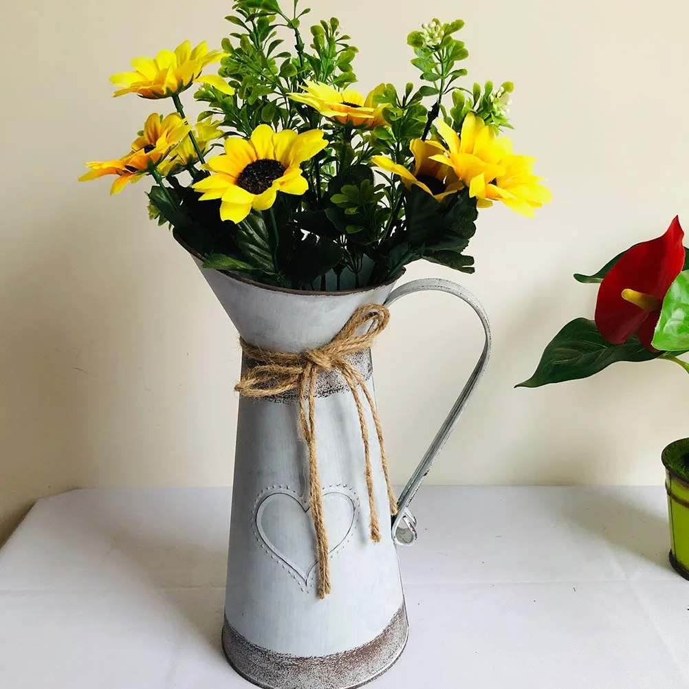 

1Pcs Vintage Style Iron Flower Bucket Light Gray Garden Decor Unique Home Flower Bucket Garden Decor Home Adorn