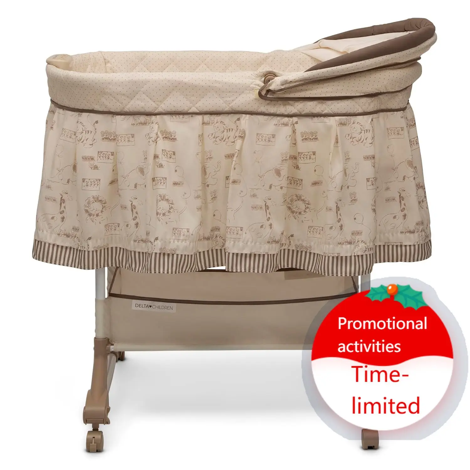 

Delta Children Portable Rocking Bassinet for Newborns Bedside Sleeper Crib with Gentle Vibrations, Nightlight, Soothing Music, A
