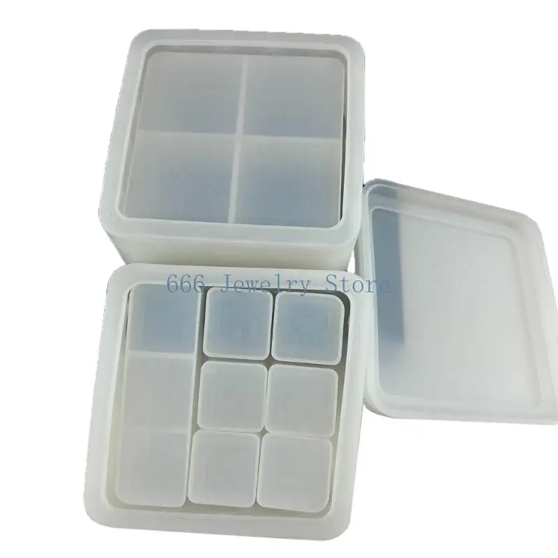 F2TD Lipstick Storage Box DIY Handmade Silicone Mold for Crystal Epoxy Resin Molds Stackable Jewelry Box Pigment Bottle Mould
