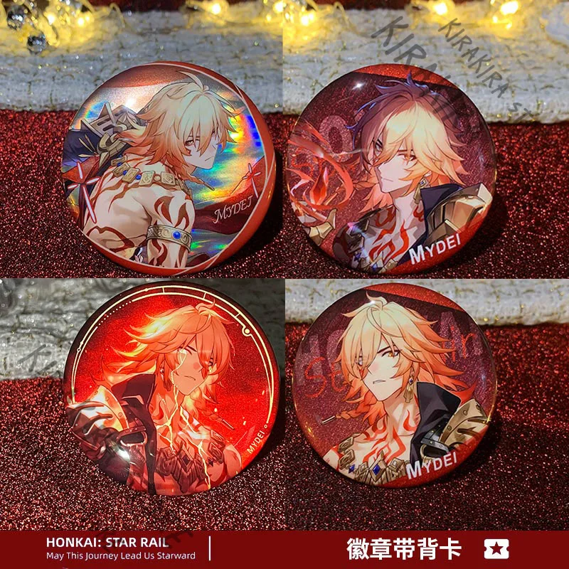 

Honkai: Star Rail Mydei Reflective Double Flash Badge Brooch Genuine Cosplay Emblem Tinplate Breastpin Collection Ornaments