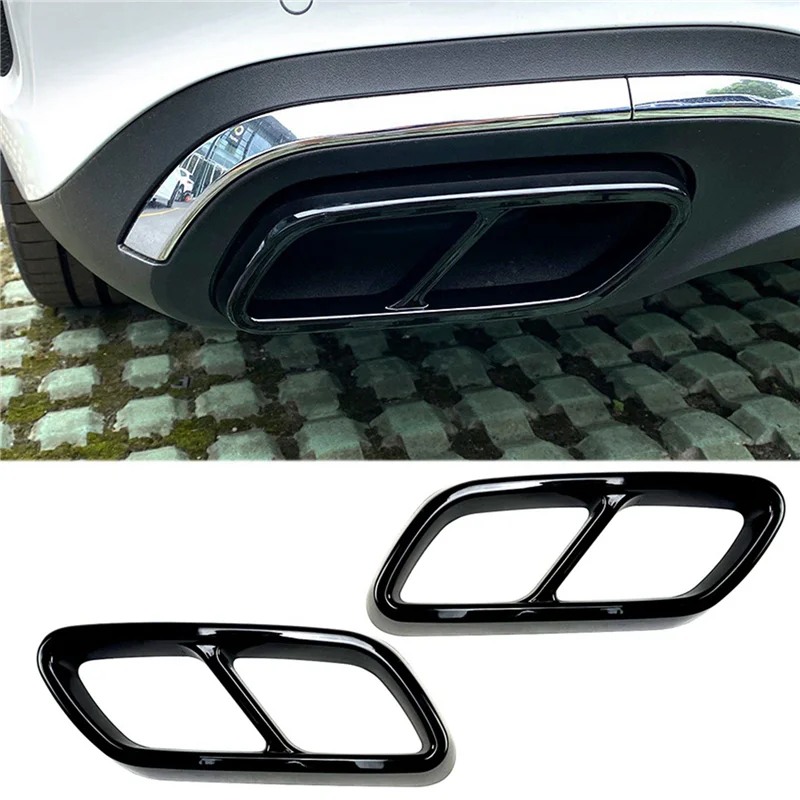 

A95E-2X For C-Class W206 C200 C260 C300 2022+ AMG Car Tail Throat Exhaust Pipe Muffler Tip Cover ABS Shiny