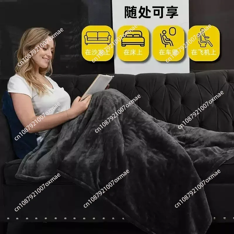 Flannel Sherpa Dual Sided Electric Heated Blanket, 6 Heat Levels, 10H Auto Shut Off, Washable