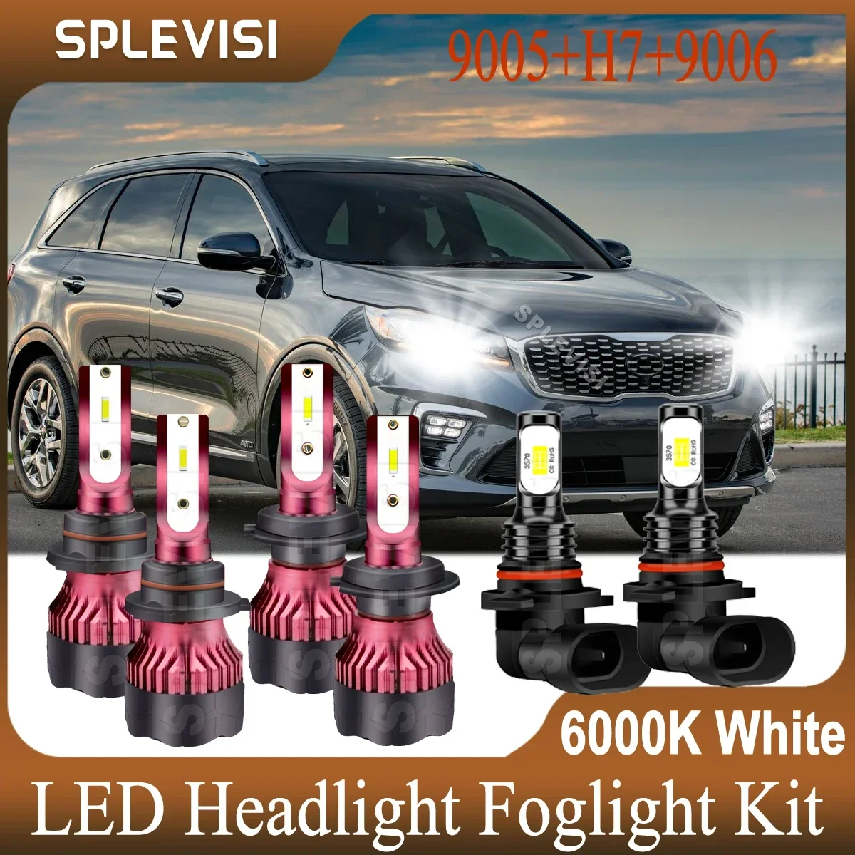 

LED Car Light 9005/HB3 H7 High Low Beam 9006/HB4 Foglight Bright White For KIA FORTE/Sorento/Sedona 2019 2020