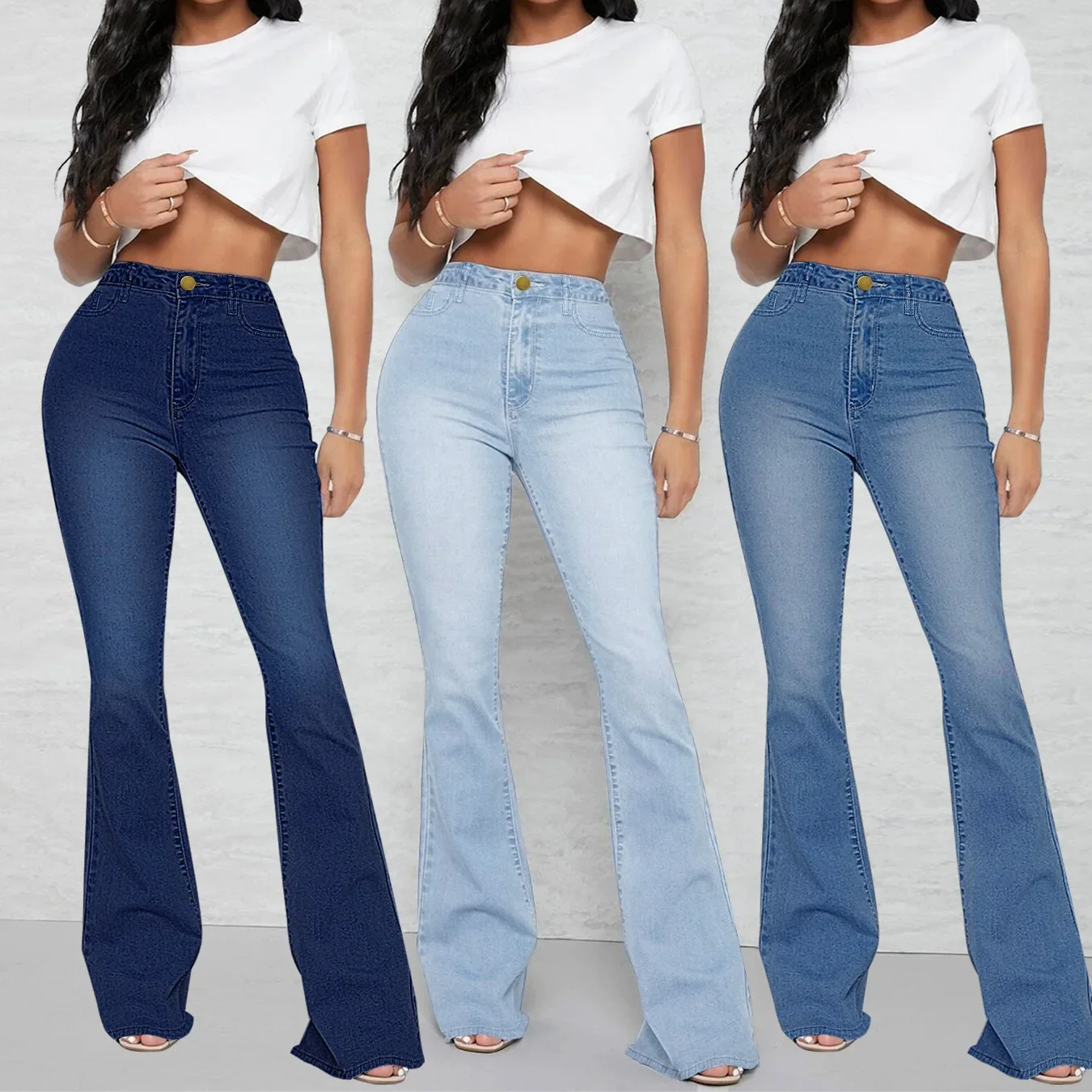 Denim Pants Women Flare Jeans Sexy Sheath Long Pant Casual High Waist Elegant Splice Trousers Slim Fit Solid Autumn 2024