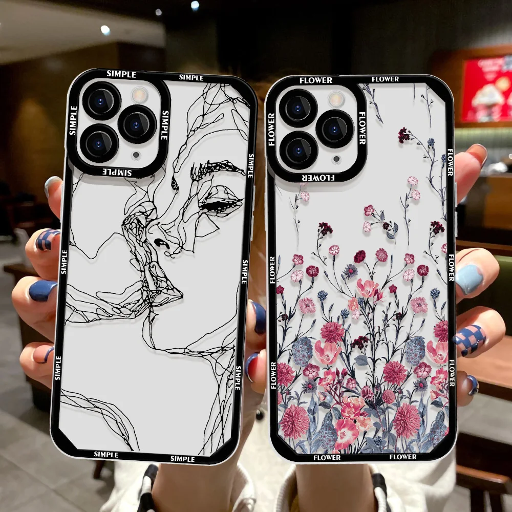 Love Heart Phone Case For iPhone 11 Case iPhone 15 Pro 13 12 14 Pro Max 12 Mini XR XS X 7 8 Plus SE Soft Silicone Flower Cover