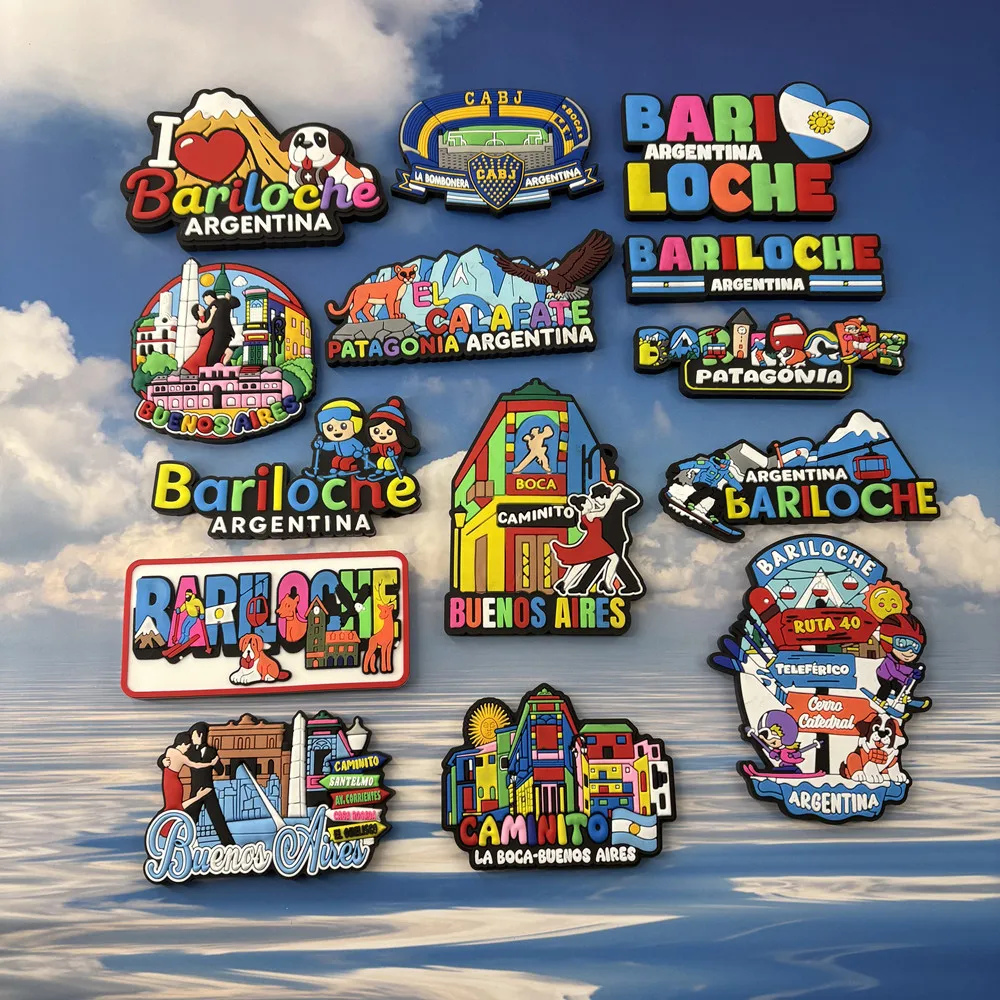 Imán de Goma para Refrigerador de Bariloche, Argentina, Sudamérica, Caminito Patagonia, Pegatinas Magnéticas para Refrigerador, Regalo de Viaje