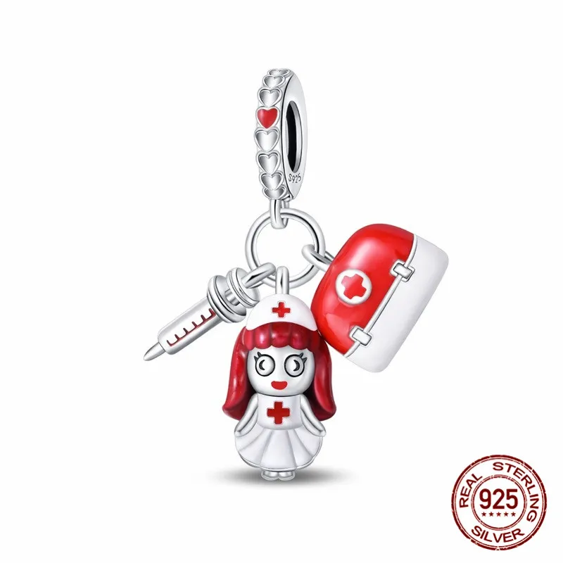 

925 Sterling Silver White Angel Pendant Bead Inlaid with Zircon Paired with an Original Bracelet DIY Womens Jewelry