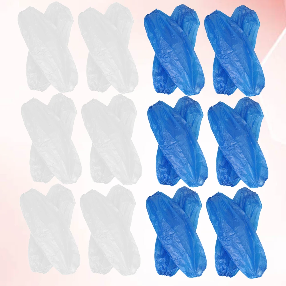 

200pcs Oilproof Arm Sleeves Blue Disposable Sleeves Disposable Kitchen Cleaning Elastic Lightweight Fit All Adults