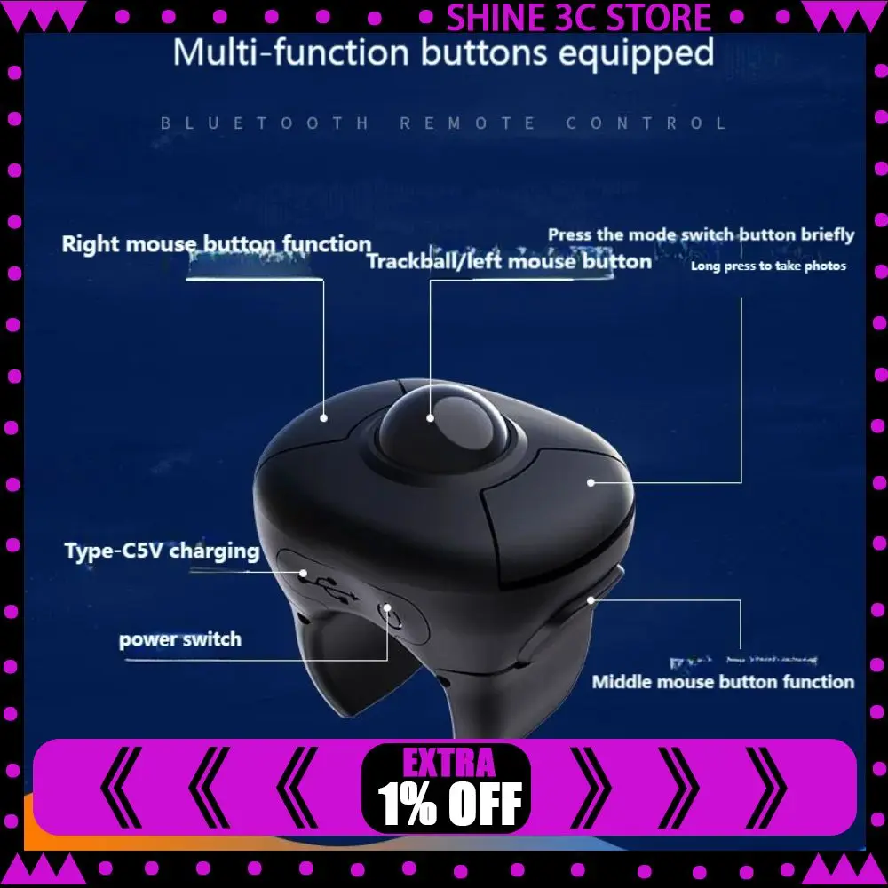 

Кольцевая мышь с трекболом, беспроводная, двойной режим, 2,4G, Bluetooth, короткое видео, электронная книга, переворачивающаяся воздушная мышь для планшета iOS, умный автомобиль PPT