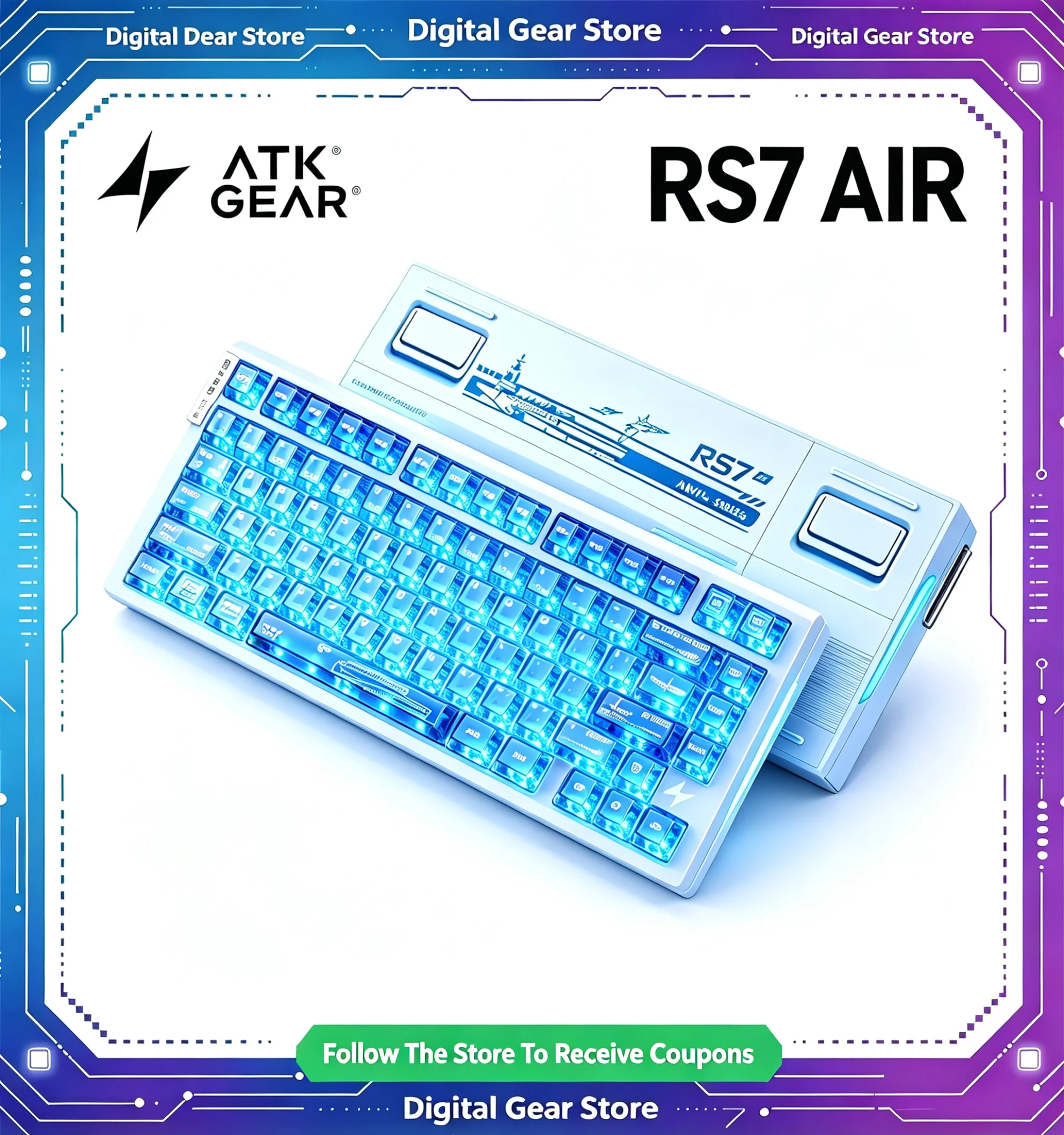 ATK RS7 Air Wired Hall Effect Gaming Mechanical Keyboard 75% 81 Keys Magnetic Switch 8KHz RT0.001 Hot Swappable RGB Gasket