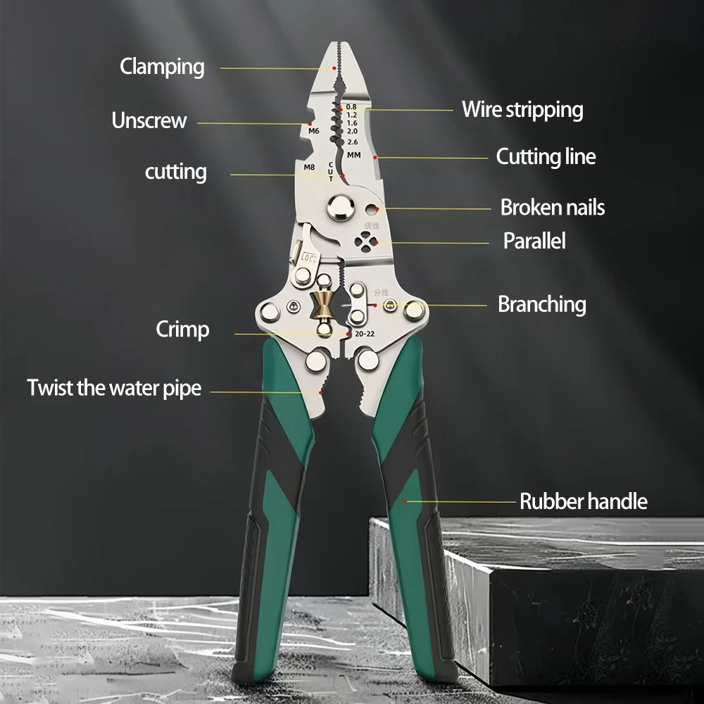 متجرد الأسلاك طوي كابل القاطع المتعرية كماشة متعددة الوظائف أداة اليد الكهربائية لقطع الأسلاك العقص لف
