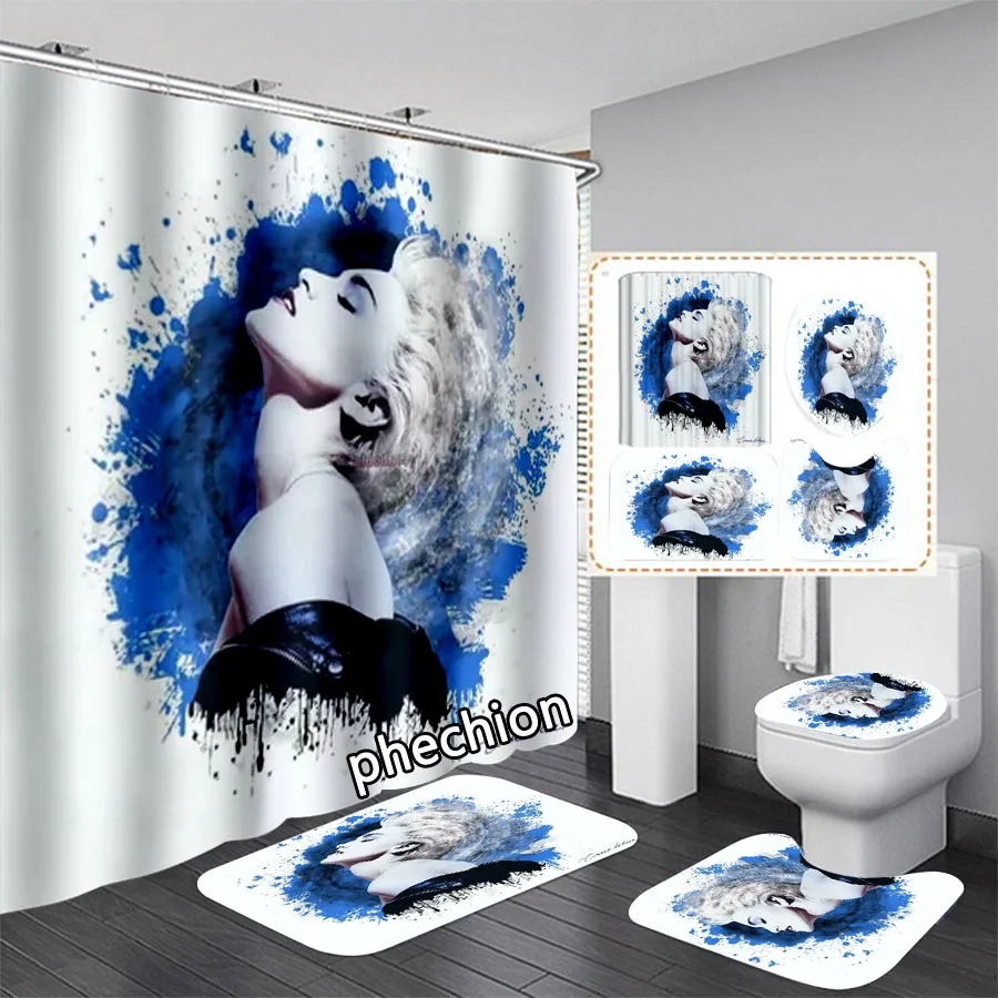 3D Print Madonna Comic Cover Shower Curtain Waterproof Bathroom Curtain Anti-slip Bath Mat Set Toilet Rugs Carpet  VC04