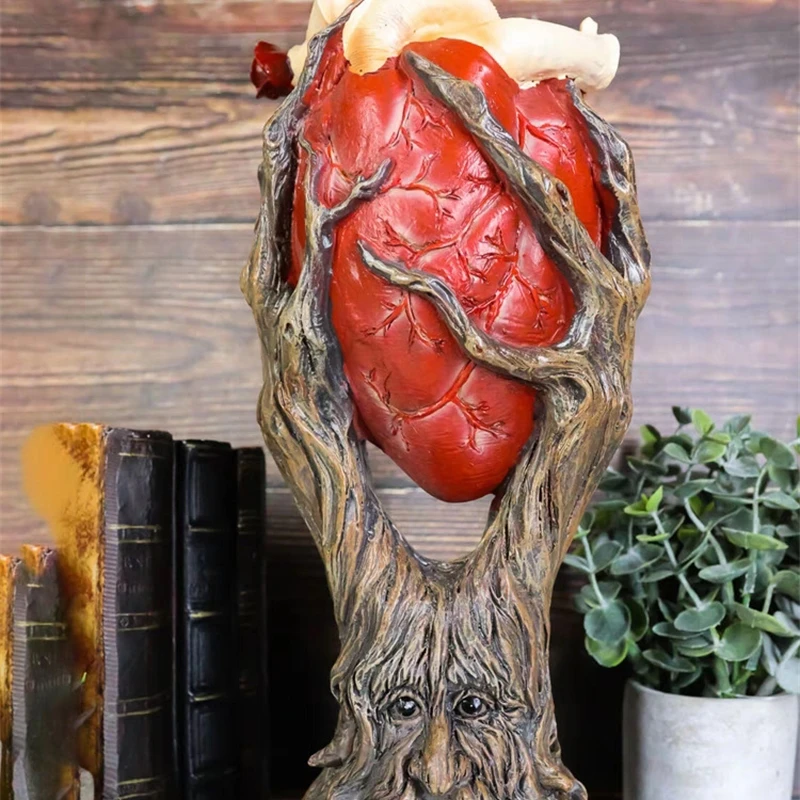 Tree Man Heart Sculpture Gothic Dark Fantasy Ornament For Halloween Table Centerpiece Home Desktop Desk Decor For Couples Teens