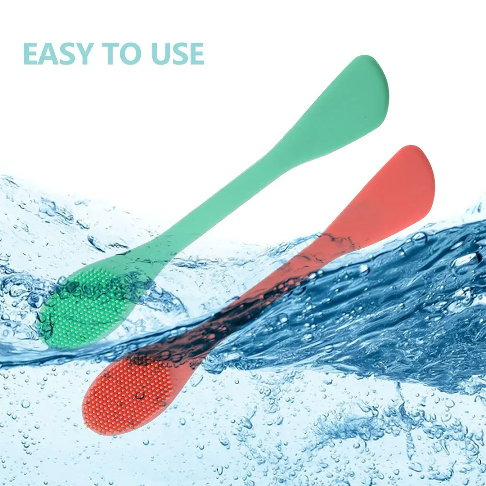 

2 Pcs Double-head Cleansing Brush Scrub Facial Face Washing Scrubber Cleaner Manual Silica Gel Miss