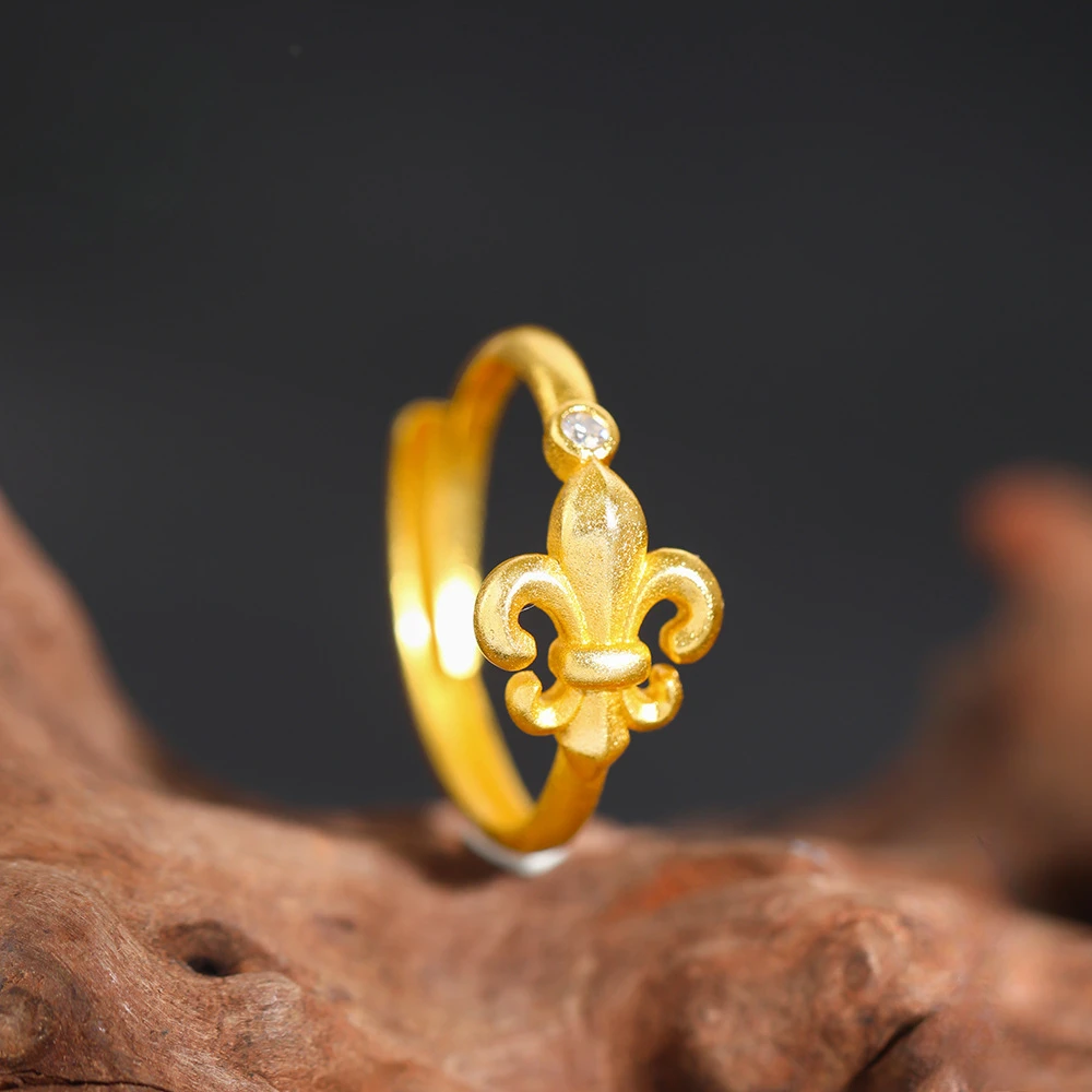 

Women's Ring 18K Gold Color Diamond Set Iris Flower Ring for Women's Ring Gold Jewelry Gold Color Wedding for Bridal Girlfriend