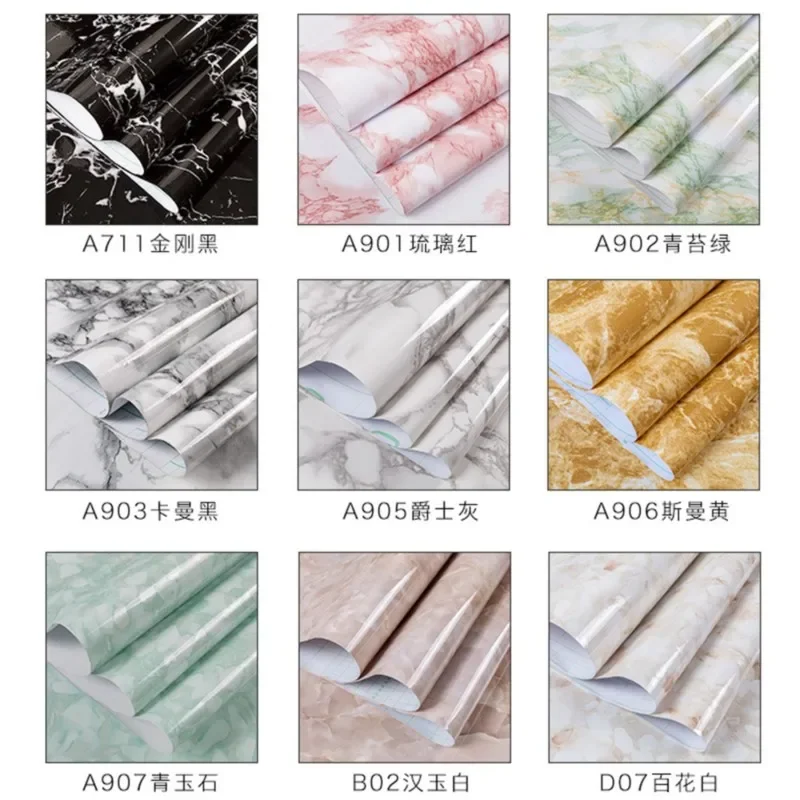 Marble wallpaper self-adhesive kitchen waterproof oil proof stove high temperature resistant furniture renovation wall Paper W10